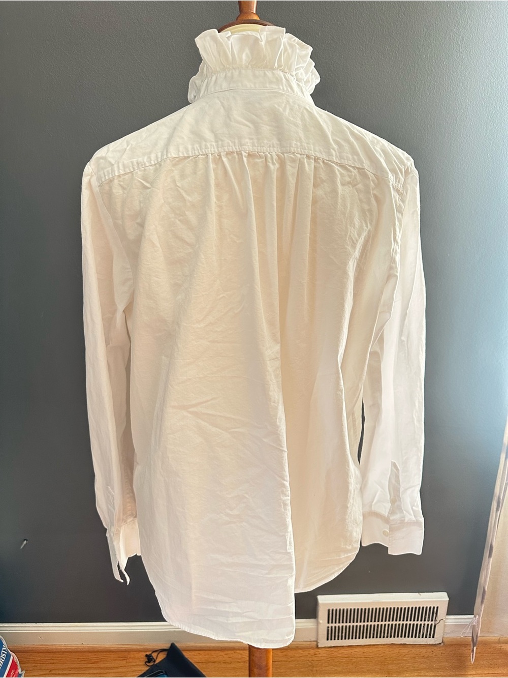 Brooks Brothers White Ruffle High Collar Button Down Shirt Size 16 Cotton - Picture 4 of 6